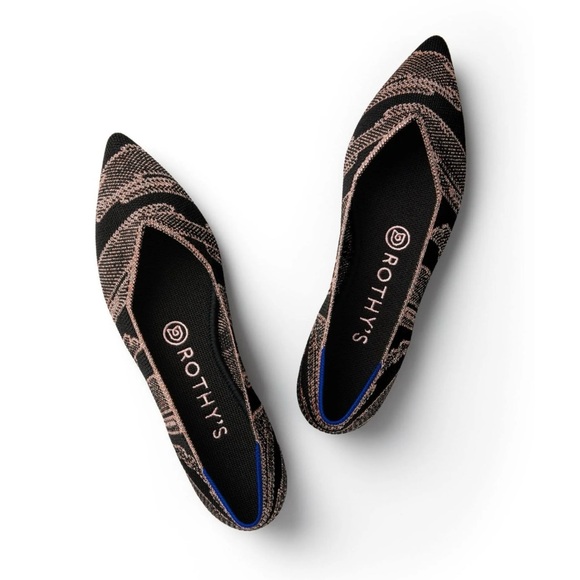 Rothy's Shoes - Rothy's The Point Flats Black and Gold Shimmer H4
